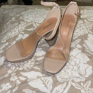 Bamboo Nude Clear strap heels